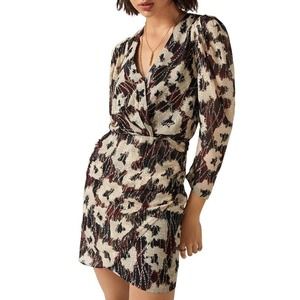NWT ba&sh Women's Kivy V-Neck Metallic Floral Mini Dress 1 4 Small S $495495